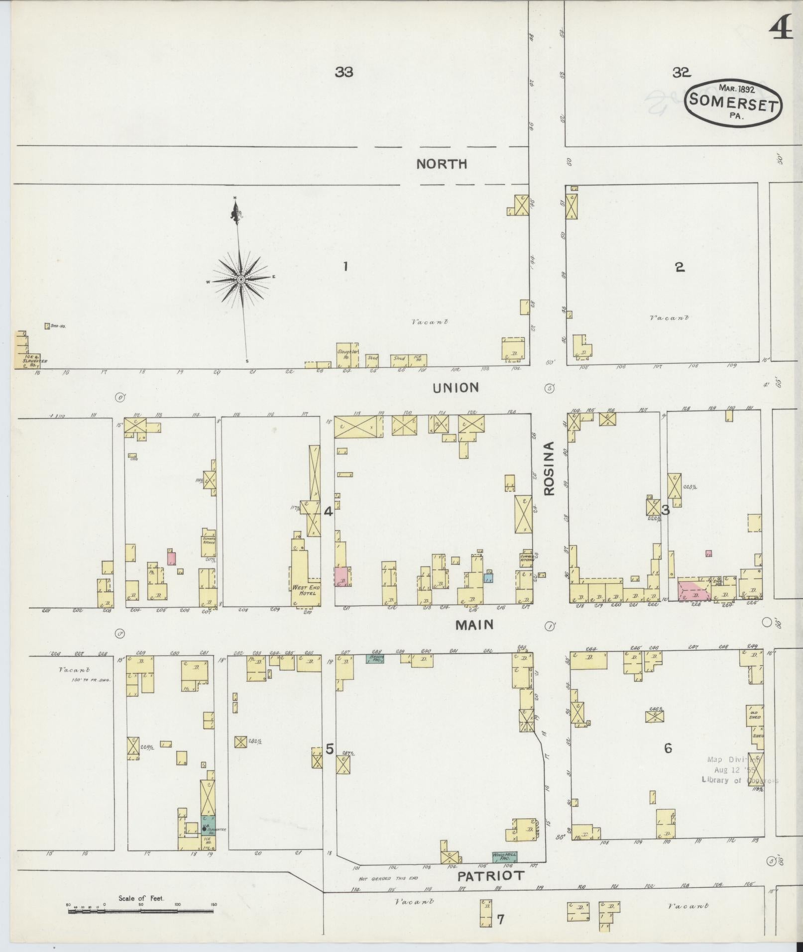 Sanborn Fire Insurance Map from Somerset, Somerset County, Pennsylvania (1892), Sheet #0004 - Complete Map Set gallery image, historic Sanborn map, vintage wall art, Pennsylvania Pennsylvania