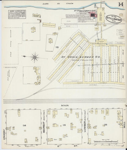 Sanborn Fire Insurance Map from Stillwater, Washington County, Minnesota (1884), Sheet #0014 - Historic Sanborn Fire Insurance Map Print, vintage old map wall art, antique decor, genealogy gift, Minnesota Minnesota map