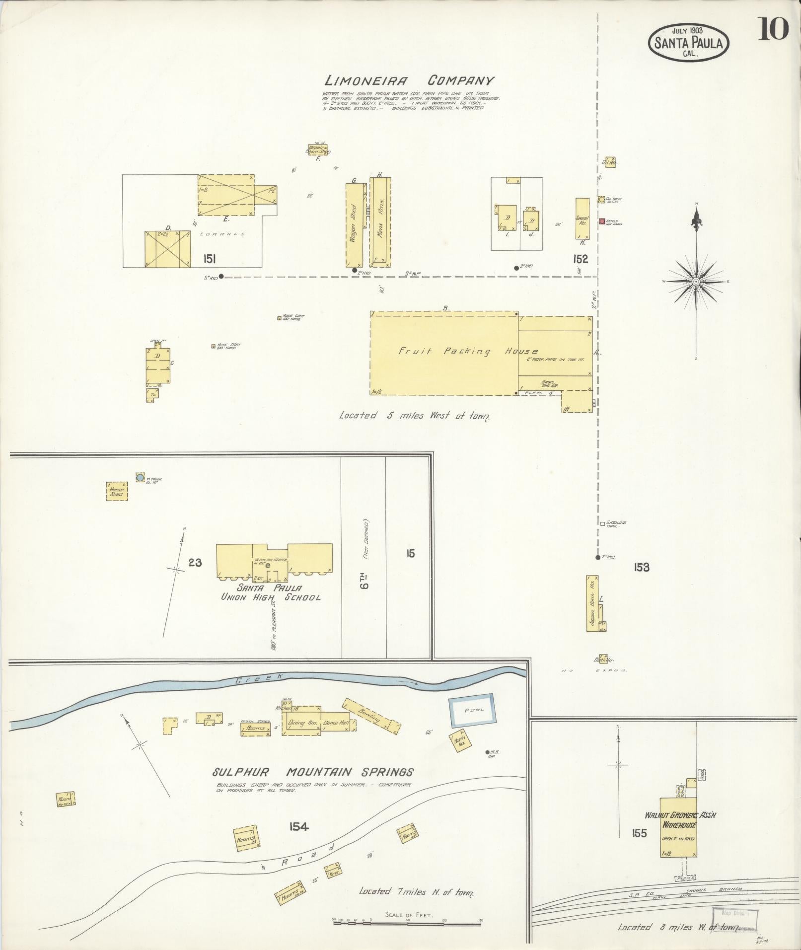 Sanborn Fire Insurance Map from Santa Paula, Ventura County, California (1903), Sheet #0010 - Complete Map Set gallery image, historic Sanborn map, vintage wall art, California California