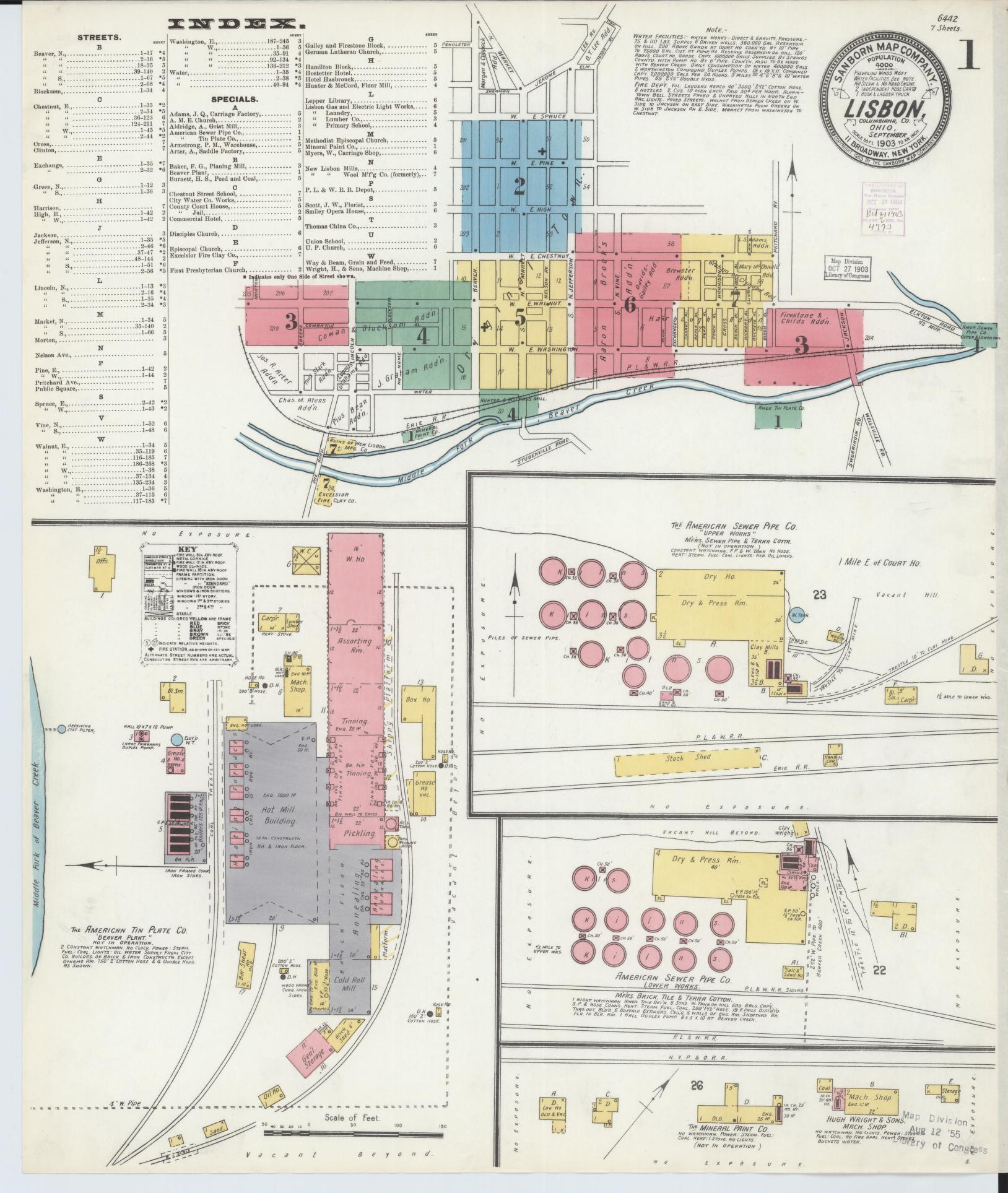 Sanborn Fire Insurance Map from Lisbon, Columbiana County, Ohio (1903), Sheet #0001 - Complete Map Set gallery image, historic Sanborn map, vintage wall art, Ohio Ohio
