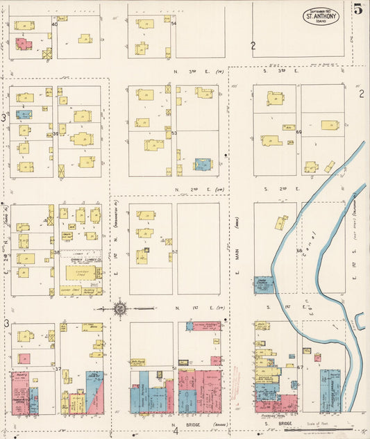 Sanborn Fire Insurance Map from Saint Anthony, Fremont County, Idaho (1921), Sheet #0005 - Historic Sanborn Fire Insurance Map Print, vintage old map wall art, antique decor, genealogy gift, Idaho Idaho map