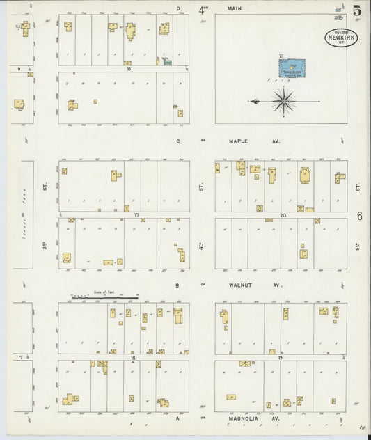 Sanborn Fire Insurance Map from Newkirk, Kay County, Oklahoma (1898), Sheet #0005 - Historic Sanborn Fire Insurance Map Print, vintage old map wall art, antique decor, genealogy gift, Oklahoma Oklahoma map