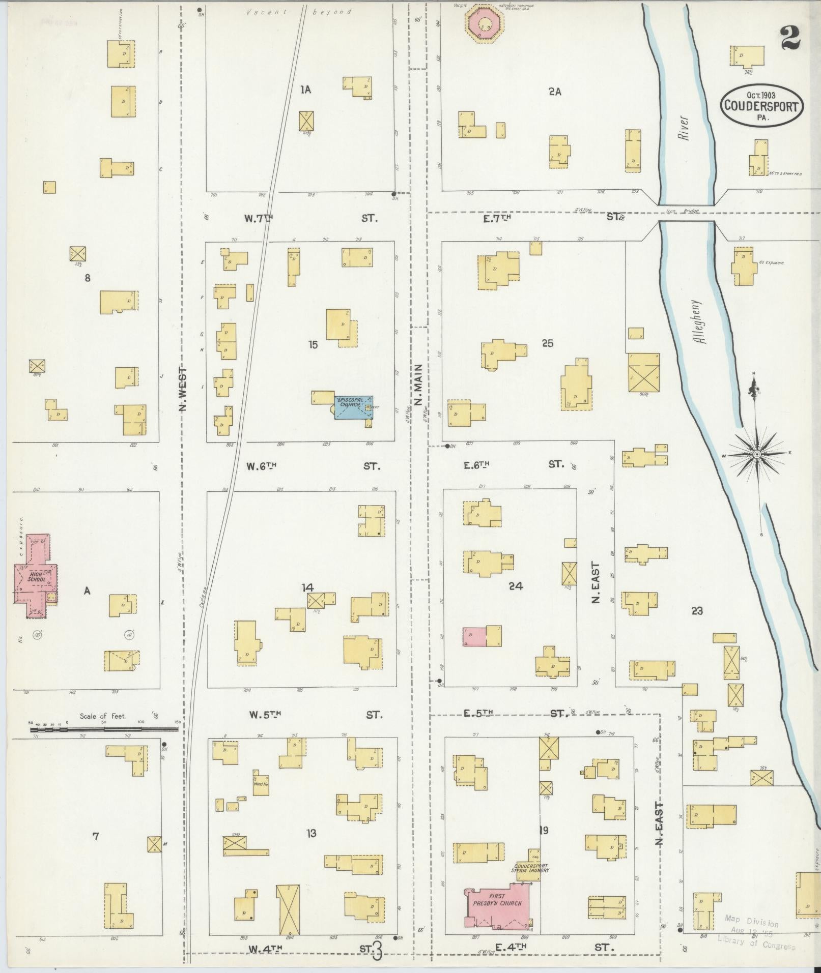 Sanborn Fire Insurance Map from Coudersport, Potter County, Pennsylvania (1903), Sheet #0002 - Historic Sanborn Fire Insurance Map Print, vintage old map wall art, antique decor, genealogy gift, Pennsylvania Pennsylvania map