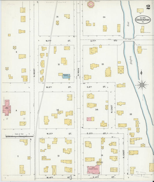 Sanborn Fire Insurance Map from Coudersport, Potter County, Pennsylvania (1903), Sheet #0002 - Historic Sanborn Fire Insurance Map Print, vintage old map wall art, antique decor, genealogy gift, Pennsylvania Pennsylvania map