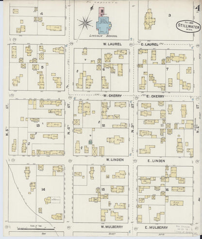 Sanborn Fire Insurance Map from Stillwater, Washington County, Minnesota (1888), Sheet #0004 - Historic Sanborn Fire Insurance Map Print, vintage old map wall art, antique decor, genealogy gift, Minnesota Minnesota map