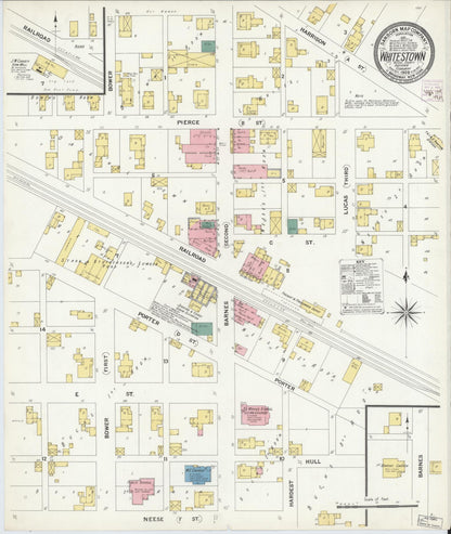 Sanborn Fire Insurance Map from Whitestown, Boone County, Indiana (1909), Sheet #0001 - Historic Sanborn Fire Insurance Map Print, vintage old map wall art, antique decor, genealogy gift, Indiana Indiana map