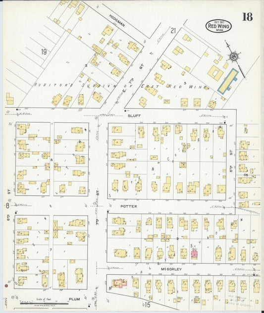 Sanborn Fire Insurance Map from Red Wing, Goodhue County, Minnesota (1917), Sheet #0018 - Historic Sanborn Fire Insurance Map Print, vintage old map wall art, antique decor, genealogy gift, Minnesota Minnesota map
