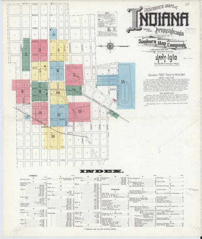 Sanborn Fire Insurance Map from Indiana, Indiana County, Pennsylvania (1910), Sheet #0001 - Complete Map Set gallery image, historic Sanborn map, vintage wall art, Sanborn Fire Insurance Map from Indiana Indiana
