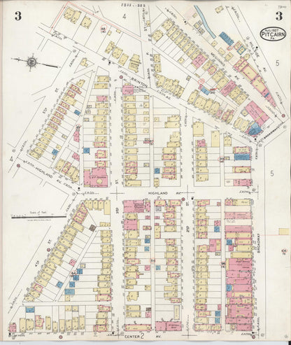 Sanborn Fire Insurance Map from Pitcairn, Allegheny County, Pennsylvania (1948), Sheet #0003 - Historic Sanborn Fire Insurance Map Print, vintage old map wall art, antique decor, genealogy gift, Pennsylvania Pennsylvania map