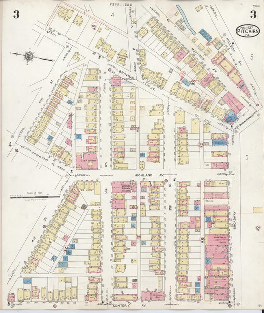 Sanborn Fire Insurance Map from Pitcairn, Allegheny County, Pennsylvania (1948), Sheet #0003 - Historic Sanborn Fire Insurance Map Print, vintage old map wall art, antique decor, genealogy gift, Pennsylvania Pennsylvania map