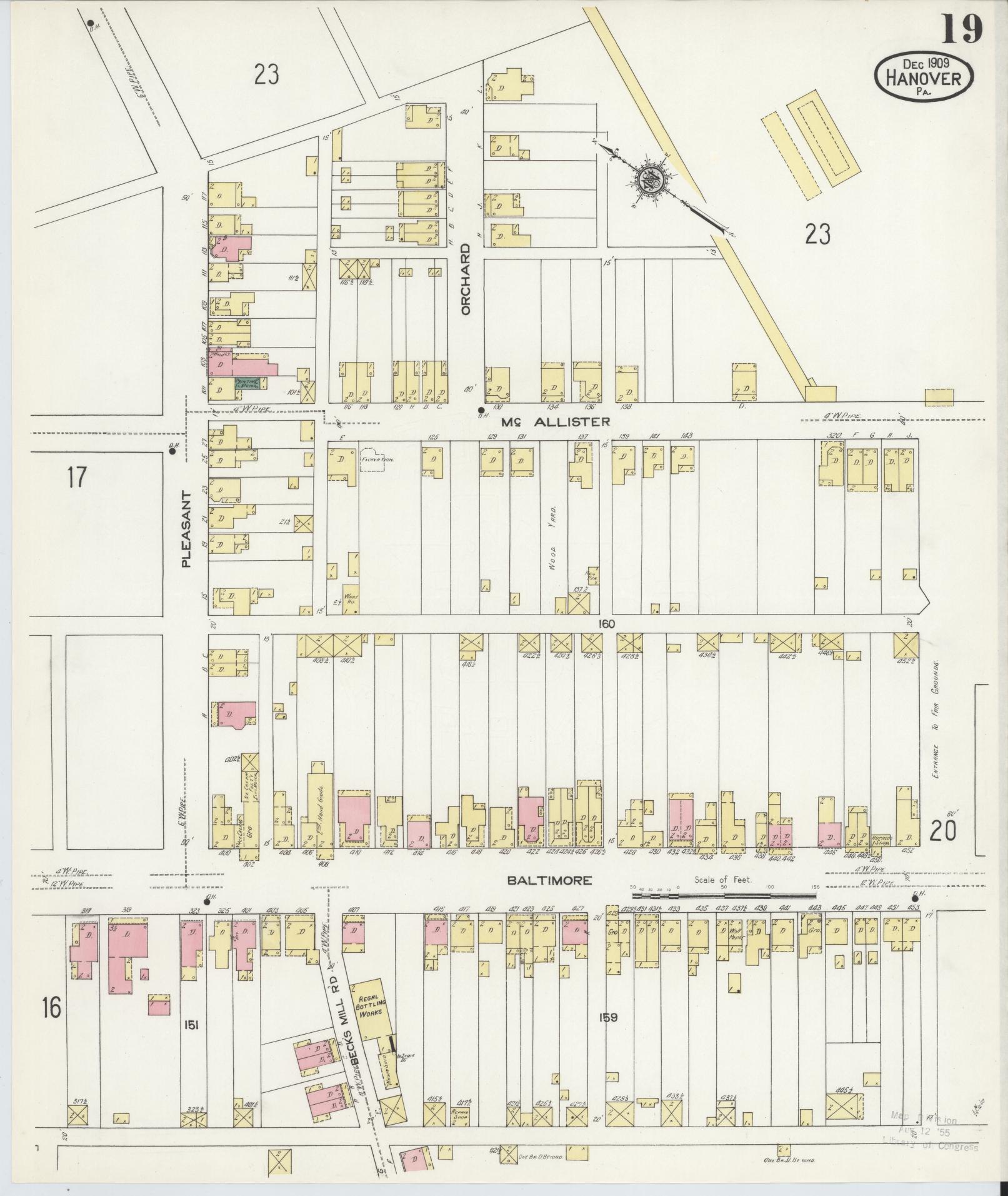 Sanborn Fire Insurance Map from Hanover, York County, Pennsylvania (1909), Sheet #0019 - Complete Map Set gallery image, historic Sanborn map, vintage wall art, Pennsylvania Pennsylvania