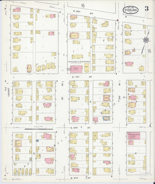Sanborn Fire Insurance Map from Sterling, Whiteside County, Illinois (1916), Sheet #0003 - Historic Sanborn Fire Insurance Map Print, vintage old map wall art, antique decor, genealogy gift, Illinois Illinois map