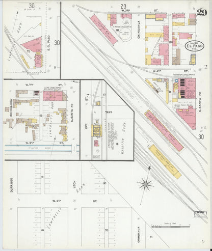 Sanborn Fire Insurance Map from El Paso, El Paso County, Texas (1905), Sheet #0029 - Complete Map Set gallery image, historic Sanborn map, vintage wall art, Texas Texas
