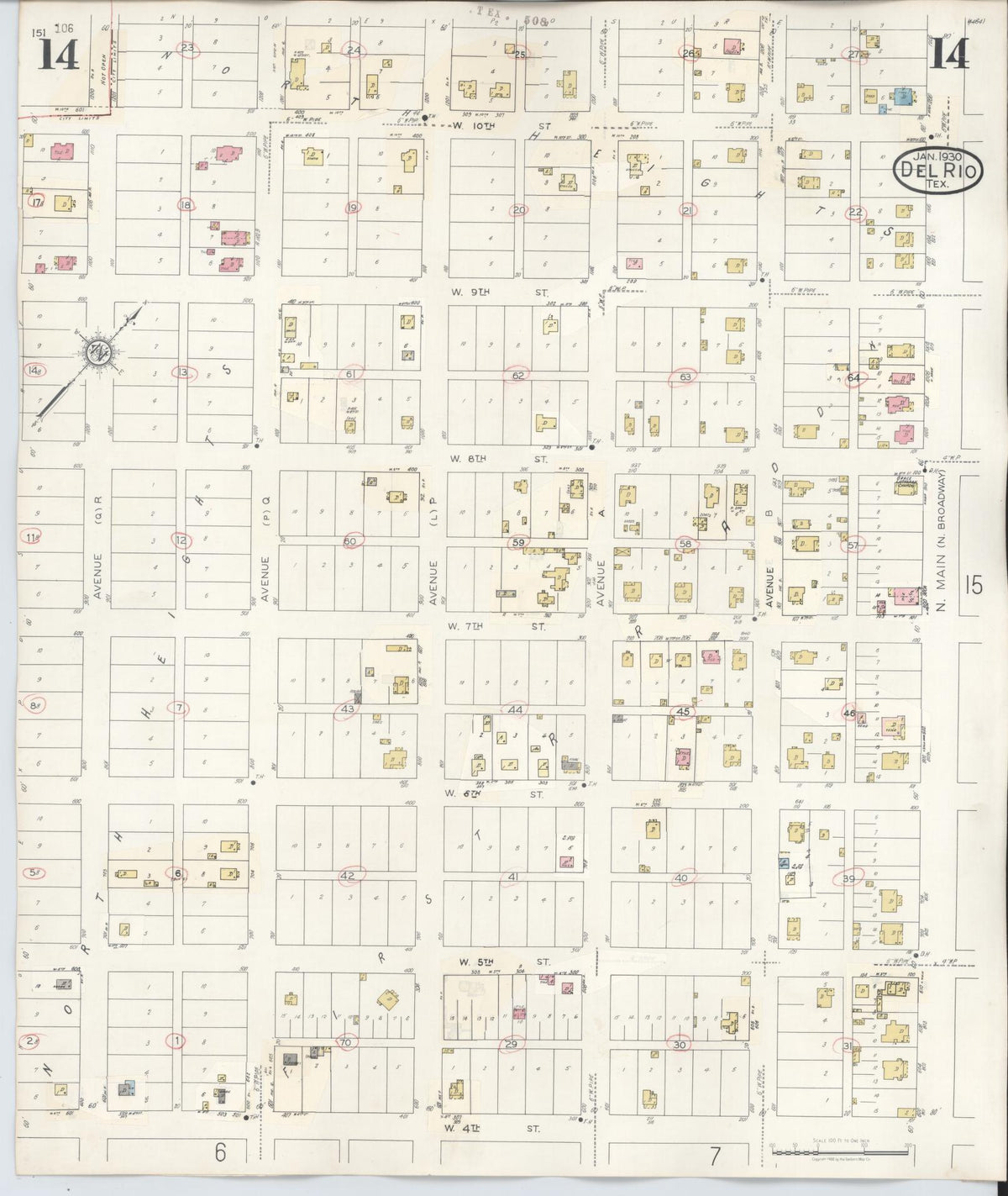 Sanborn Fire Insurance Map from Del Rio, Val Verde County, Texas (1948), Sheet #0014 - Complete Map Set gallery image, historic Sanborn map, vintage wall art, Texas Texas