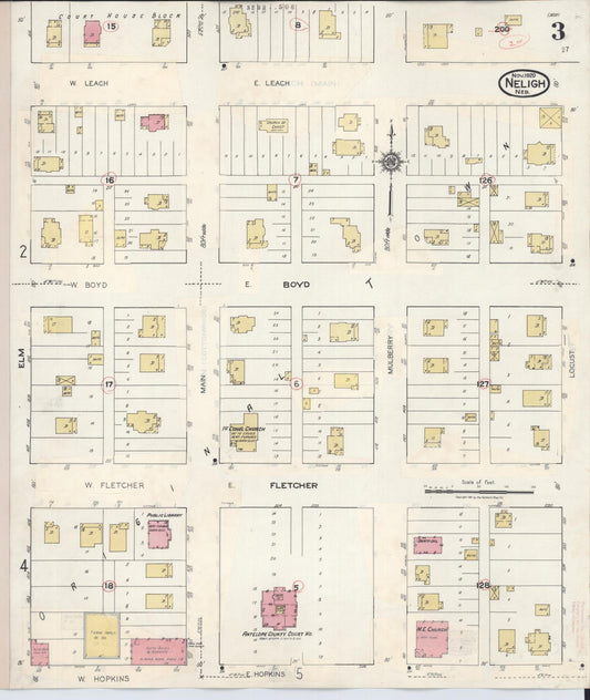 Sanborn Fire Insurance Map from Neligh, Antelope County, Nebraska (1934), Sheet #0003 - Historic Sanborn Fire Insurance Map Print, vintage old map wall art, antique decor, genealogy gift, Nebraska Nebraska map