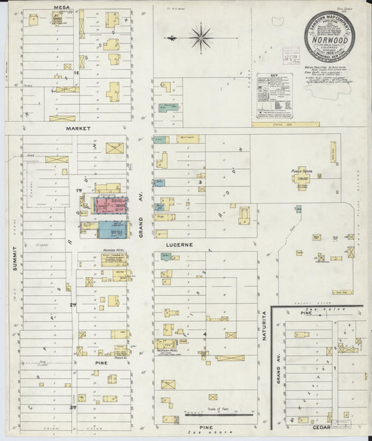 Sanborn Fire Insurance Map from Norwood, San Miguel County, Colorado (1908), Sheet #0001 - Historic Sanborn Fire Insurance Map Print, vintage old map wall art, antique decor, genealogy gift, Colorado Colorado map