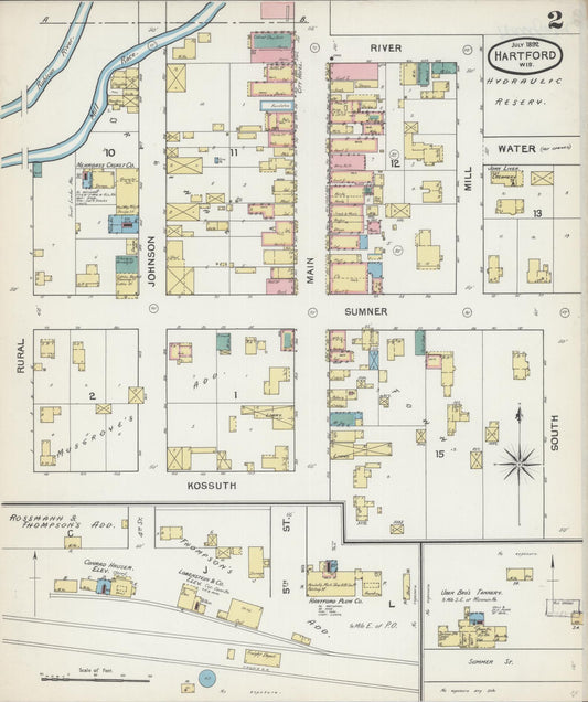 Sanborn Fire Insurance Map from Hartford, Washington County, Wisconsin (1892), Sheet #0002 - Historic Sanborn Fire Insurance Map Print, vintage old map wall art, antique decor, genealogy gift, Wisconsin Wisconsin map