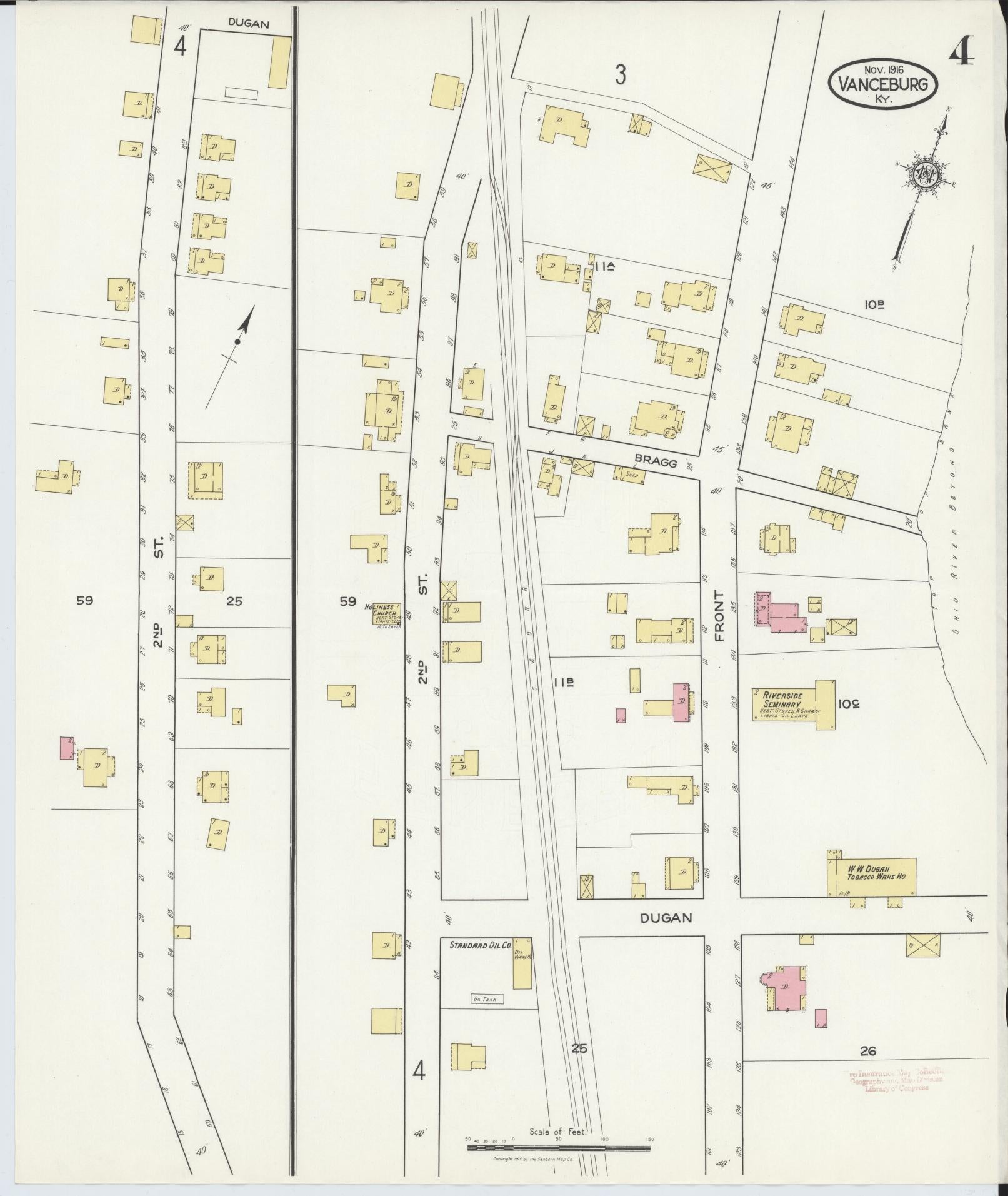 Sanborn Fire Insurance Map from Vanceburg, Lewis County, Kentucky (1916), Sheet #0004 - Complete Map Set gallery image, historic Sanborn map, vintage wall art, Kentucky Kentucky