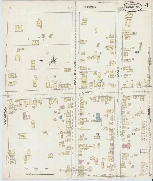 Sanborn Fire Insurance Map from Flushing, Queens County, New York (1886), Sheet #0004 - Historic Sanborn Fire Insurance Map Print, vintage old map wall art, antique decor, genealogy gift, New York New York map