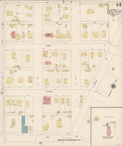 Sanborn Fire Insurance Map from Miles City, Custer County, Montana (1916), Sheet #0014 - Complete Map Set gallery image, historic Sanborn map, vintage wall art, Montana Montana