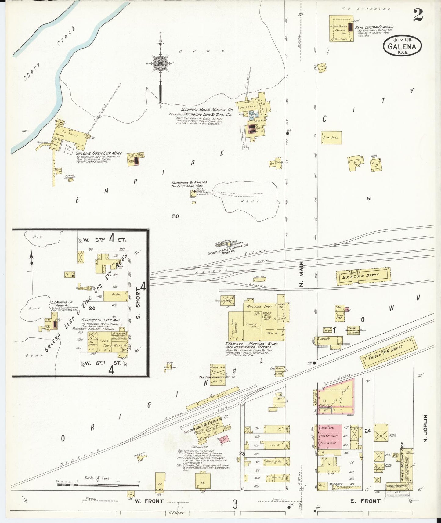 Sanborn Fire Insurance Map from Galena, Cherokee County, Kansas (1911), Sheet #0002 - Complete Map Set gallery image, historic Sanborn map, vintage wall art, Kansas Kansas