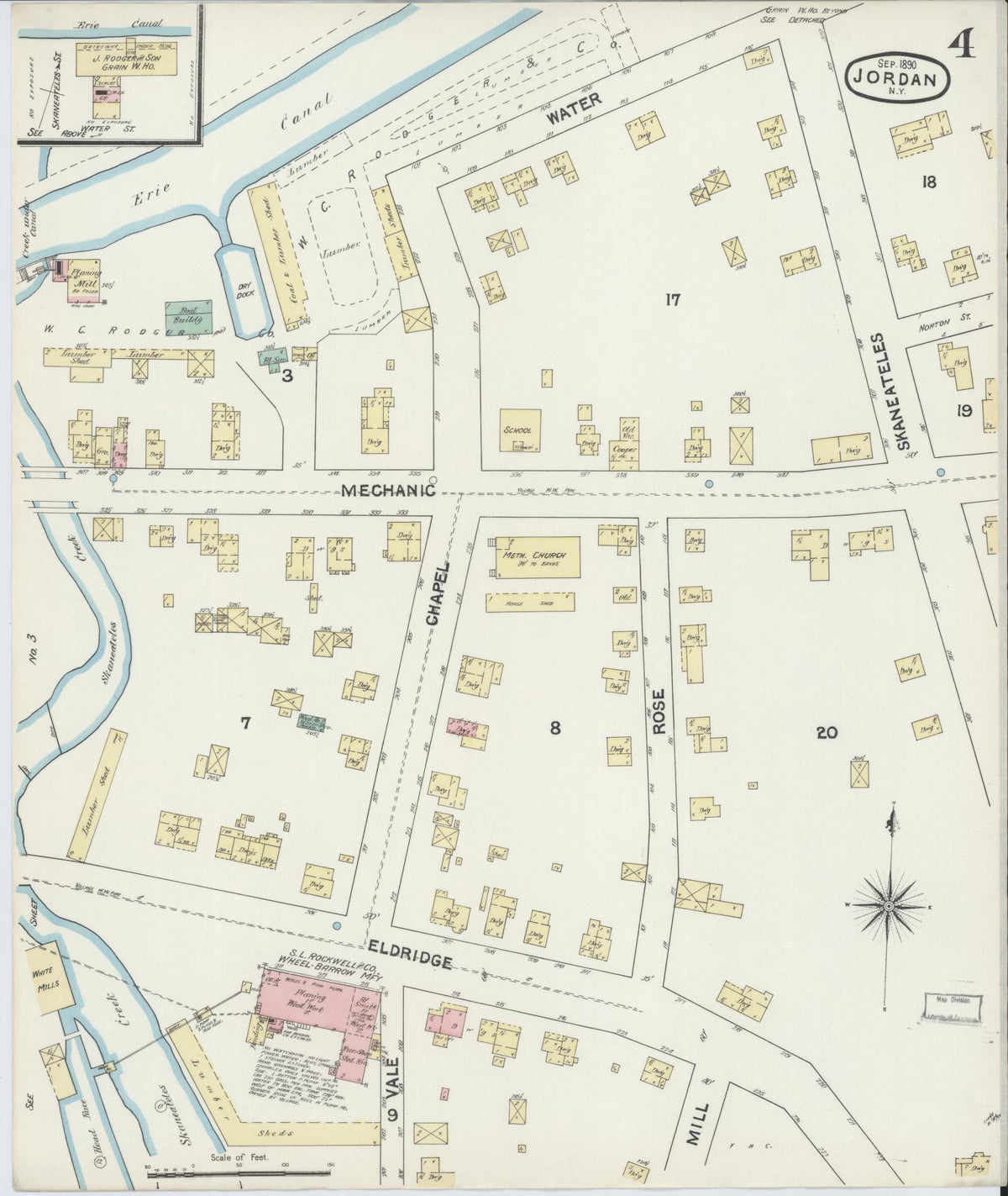 Sanborn Fire Insurance Map from Jordan, Onondaga County, New York (1890), Sheet #0004 - Complete Map Set gallery image, historic Sanborn map, vintage wall art, New York New York