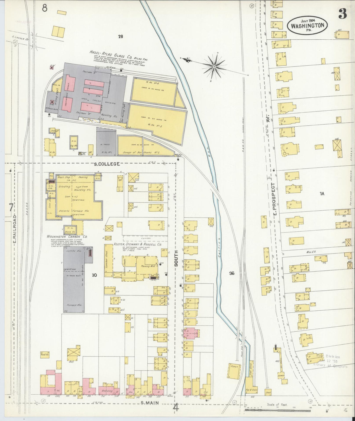 Sanborn Fire Insurance Map from Washington, Washington County, Pennsylvania (1904), Sheet #0003 - Historic Sanborn Fire Insurance Map Print, vintage old map wall art, antique decor, genealogy gift, Pennsylvania Pennsylvania map
