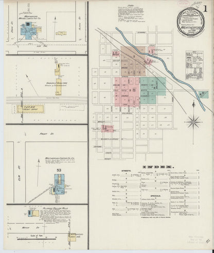 Sanborn Fire Insurance Map from Weatherford, Parker County, Texas (1889), Sheet #0001 - Historic Sanborn Fire Insurance Map Print, vintage old map wall art, antique decor, genealogy gift, Texas Texas map