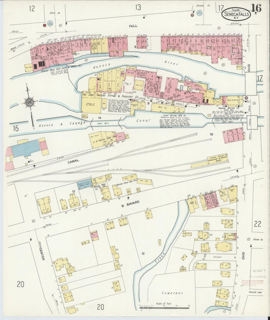 Sanborn Fire Insurance Map from Seneca Falls, Seneca County, New York (1911), Sheet #0016 - Historic Sanborn Fire Insurance Map Print, vintage old map wall art, antique decor, genealogy gift, New York New York map