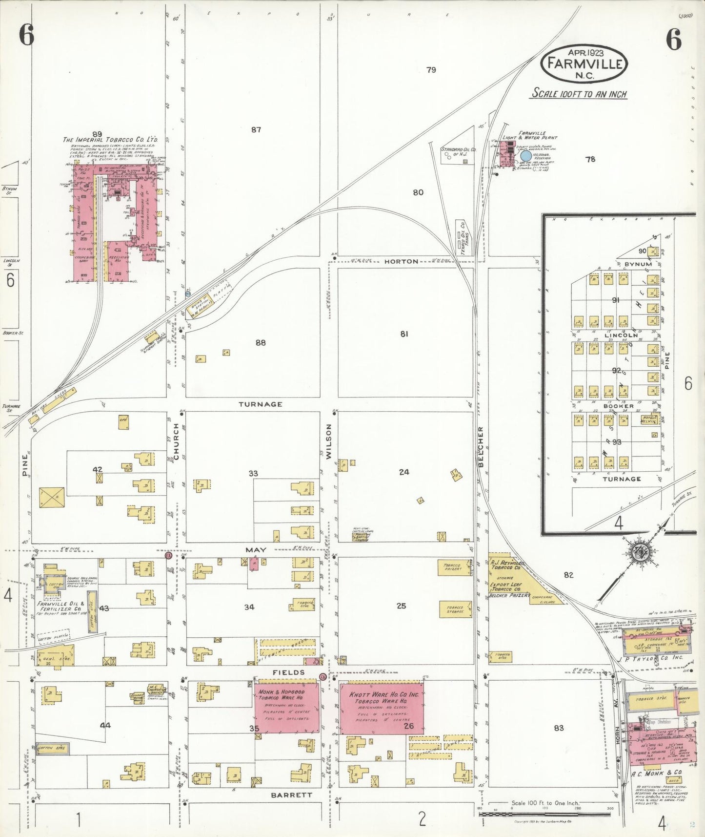 Sanborn Fire Insurance Map from Farmville, Pitt County, North Carolina (1923), Sheet #0006 - Complete Map Set gallery image, historic Sanborn map, vintage wall art, North Carolina North Carolina