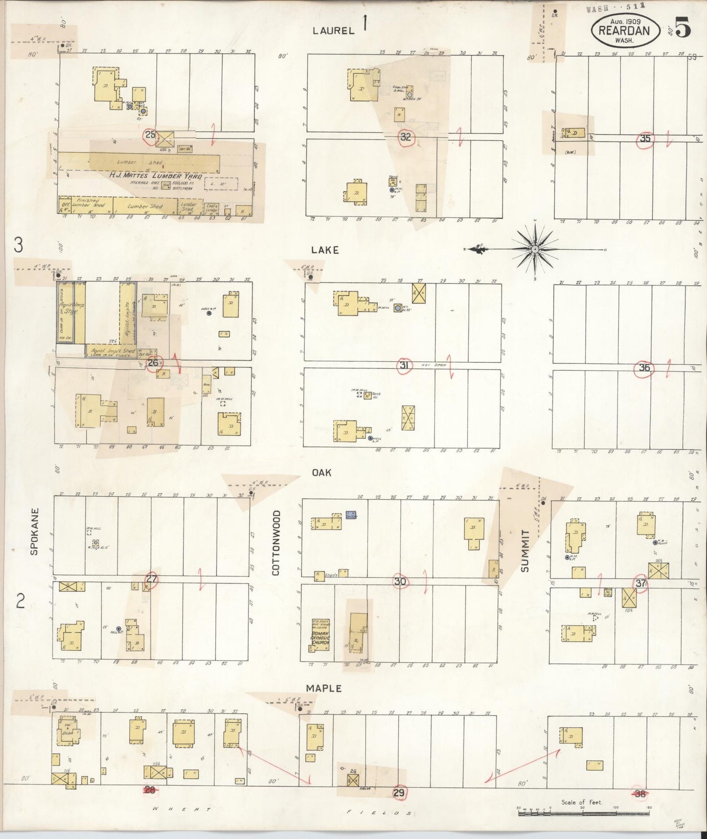 Sanborn Fire Insurance Map from Reardan, Lincoln County, Washington (1930), Sheet #0005 - Complete Map Set gallery image, historic Sanborn map, vintage wall art, Washington Washington