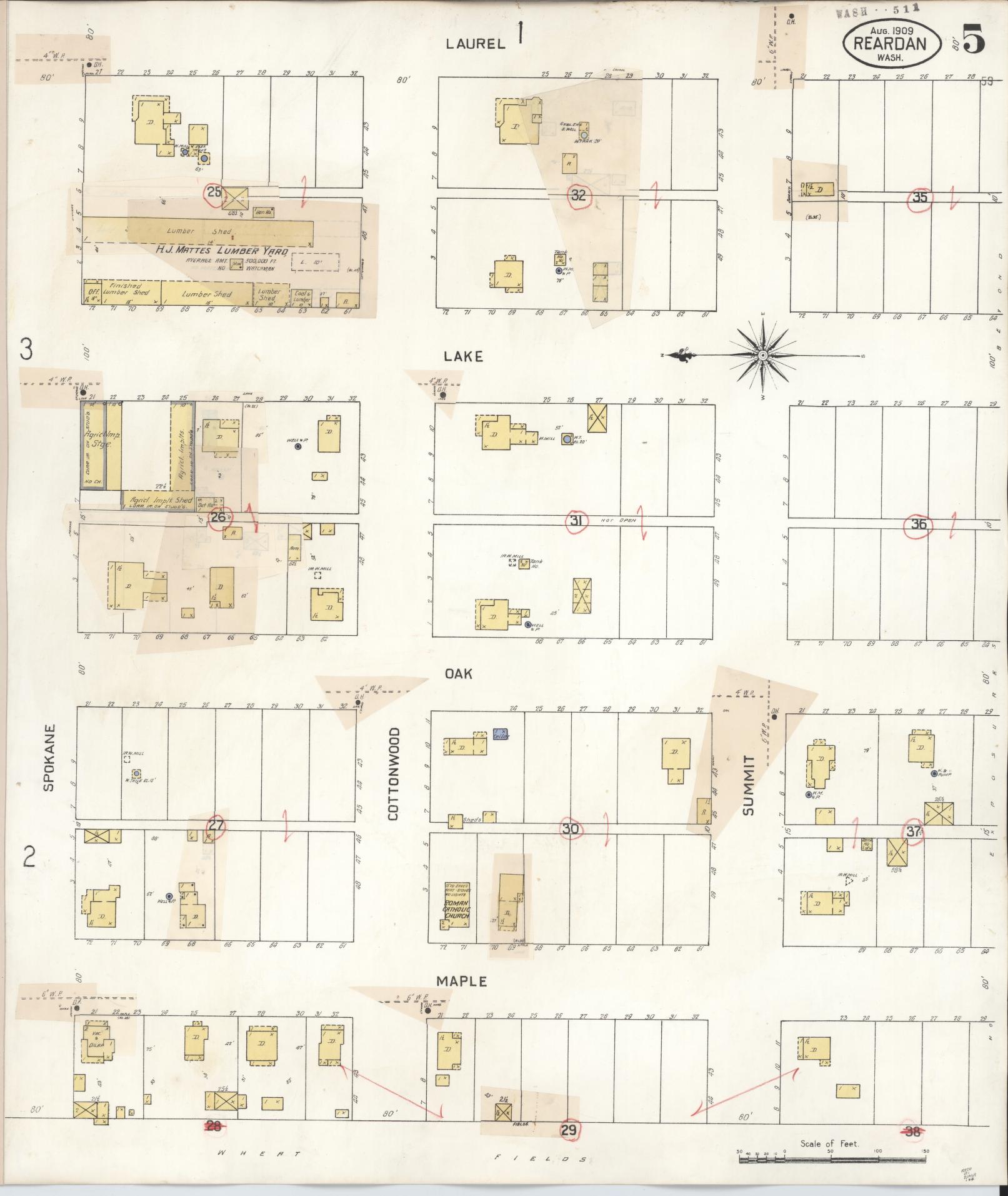 Sanborn Fire Insurance Map from Reardan, Lincoln County, Washington (1930), Sheet #0005 - Complete Map Set gallery image, historic Sanborn map, vintage wall art, Washington Washington