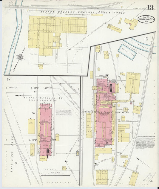 Sanborn Fire Insurance Map from Nebraska City, Otoe County, Nebraska (1913), Sheet #0013 - Historic Sanborn Fire Insurance Map Print, vintage old map wall art, antique decor, genealogy gift, Nebraska Nebraska map