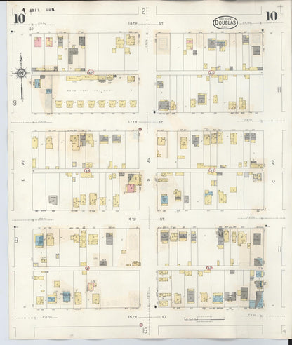 Sanborn Fire Insurance Map from Douglas, Cochise County, Arizona (1947), Sheet #0010 - Complete Map Set gallery image, historic Sanborn map, vintage wall art, Arizona Arizona