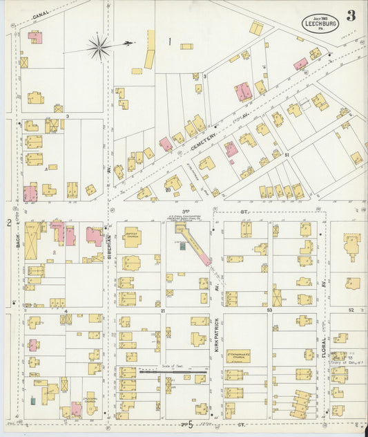 Sanborn Fire Insurance Map from Leechburg, Armstrong County, Pennsylvania (1903), Sheet #0003 - Historic Sanborn Fire Insurance Map Print, vintage old map wall art, antique decor, genealogy gift, Pennsylvania Pennsylvania map