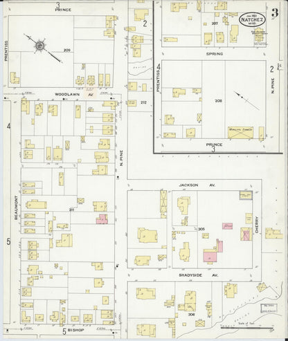 Sanborn Fire Insurance Map from Natchez, Adams County, Mississippi (1910), Sheet #0003 - Complete Map Set gallery image, historic Sanborn map, vintage wall art, Mississippi Mississippi