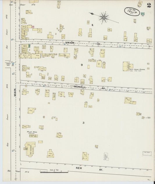 Sanborn Fire Insurance Map from Islip, Suffolk County, New York (1890), Sheet #0002 - Historic Sanborn Fire Insurance Map Print, vintage old map wall art, antique decor, genealogy gift, New York New York map
