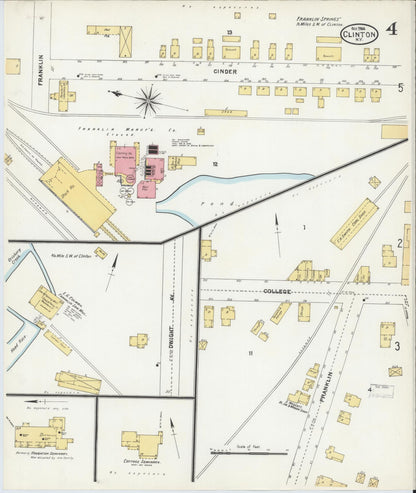 Sanborn Fire Insurance Map from Clinton, Oneida County, New York (1904), Sheet #0004 - Complete Map Set gallery image, historic Sanborn map, vintage wall art, New York New York