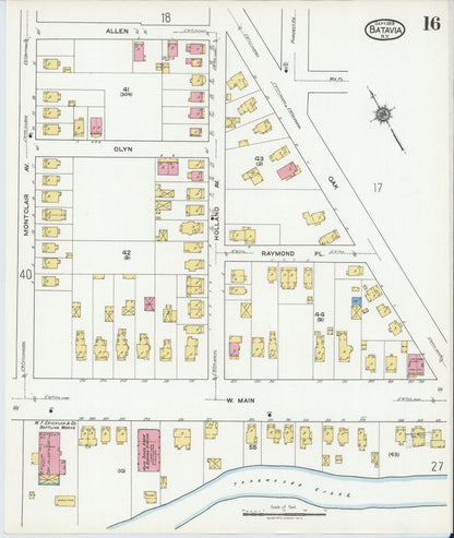 Sanborn Fire Insurance Map from Batavia, Genesee County, New York (1919), Sheet #0016 - Historic Sanborn Fire Insurance Map Print, vintage old map wall art, antique decor, genealogy gift, New York New York map