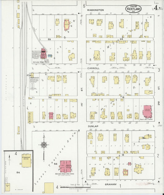 Sanborn Fire Insurance Map from Kentland, Newton County, Indiana (1921), Sheet #0004 - Historic Sanborn Fire Insurance Map Print, vintage old map wall art, antique decor, genealogy gift, Indiana Indiana map