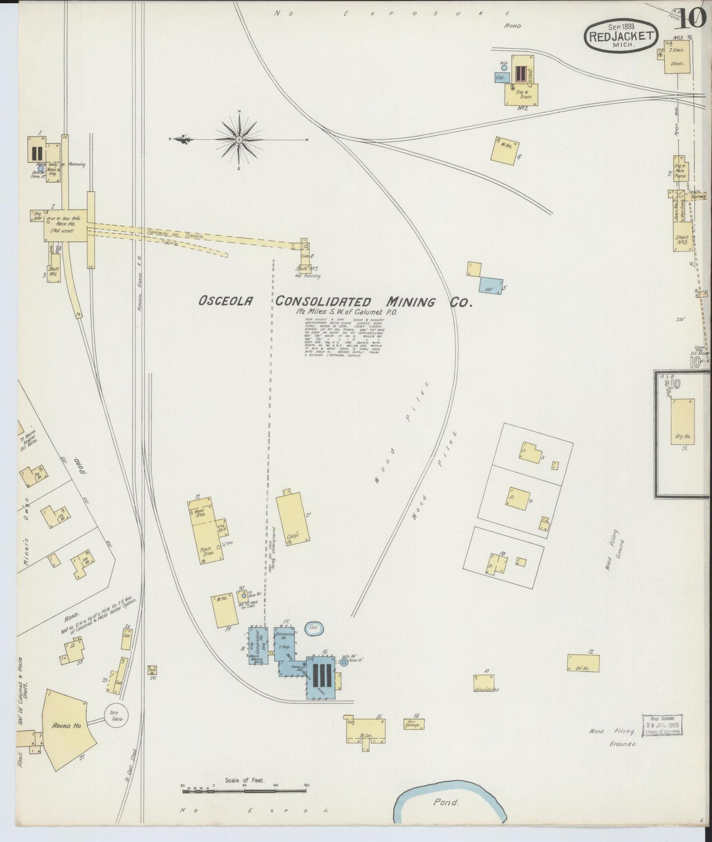 Sanborn Fire Insurance Map from Red Jacket, Houghton County, Michigan (1893), Sheet #0010 - Complete Map Set gallery image, historic Sanborn map, vintage wall art, Michigan Michigan