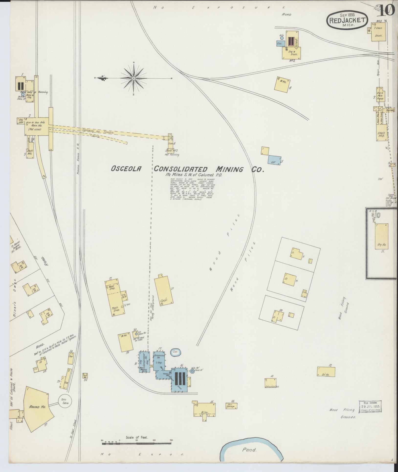 Sanborn Fire Insurance Map from Red Jacket, Houghton County, Michigan (1893), Sheet #0010 - Complete Map Set gallery image, historic Sanborn map, vintage wall art, Michigan Michigan