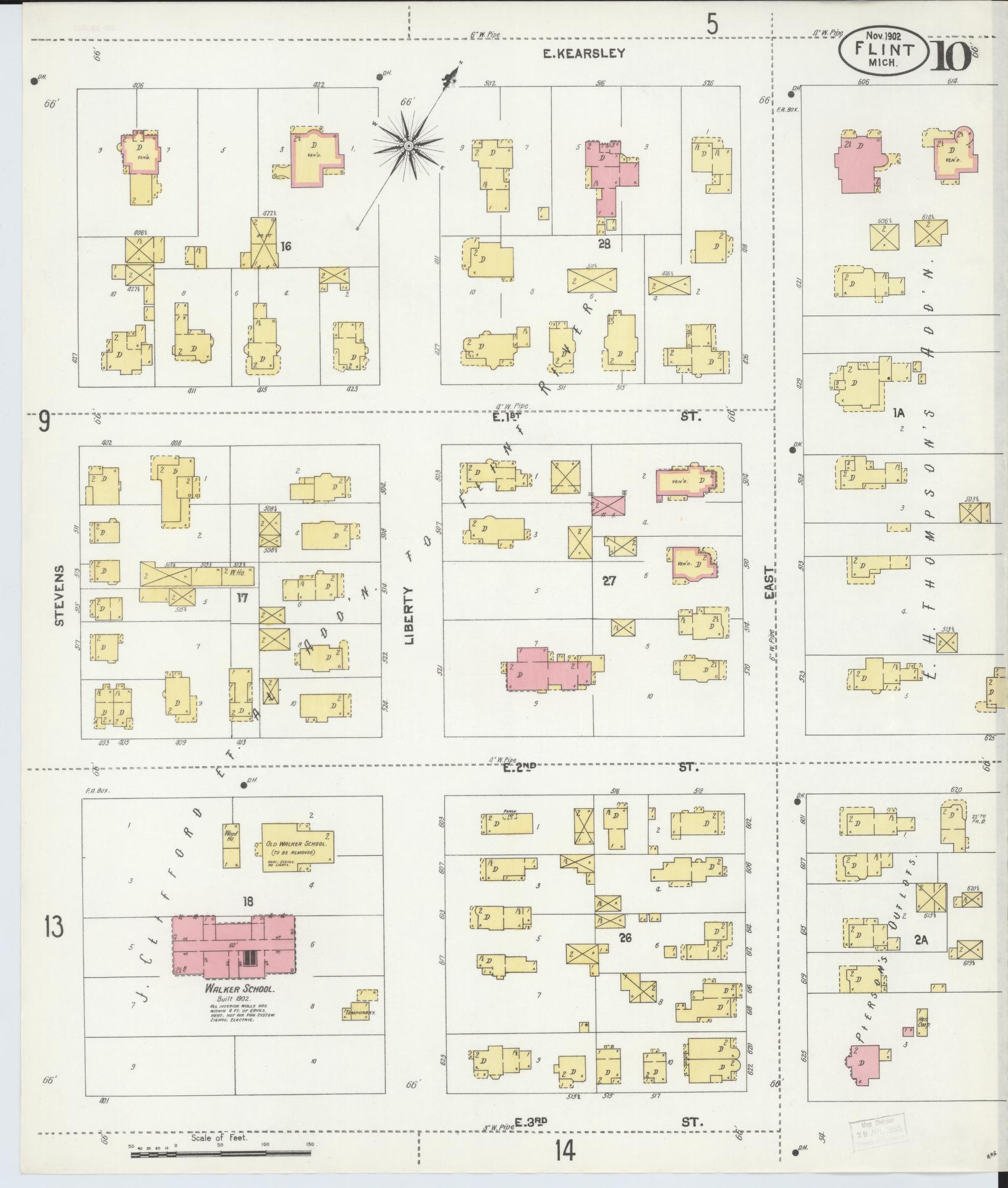 Sanborn Fire Insurance Map from Flint, Genesee County, Michigan (1902), Sheet #0010 - Complete Map Set gallery image, historic Sanborn map, vintage wall art, Michigan Michigan