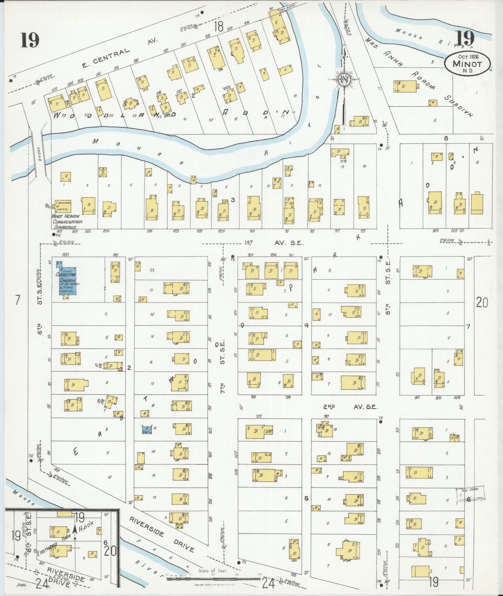 Sanborn Fire Insurance Map from Minot, Ward County, North Dakota (1926), Sheet #0019 - Complete Map Set gallery image, historic Sanborn map, vintage wall art, North Dakota North Dakota