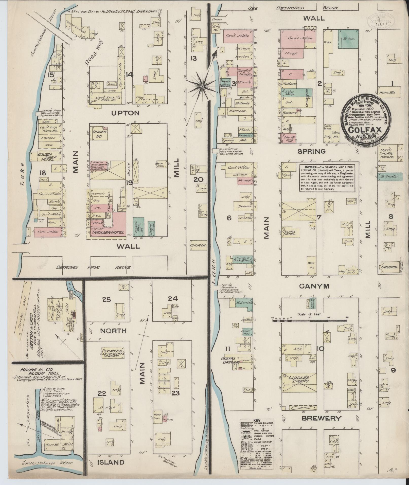 Sanborn Fire Insurance Map from Colfax, Whitman County, Washington. (1884) – Historic Sanborn Fire Insurance Map Print