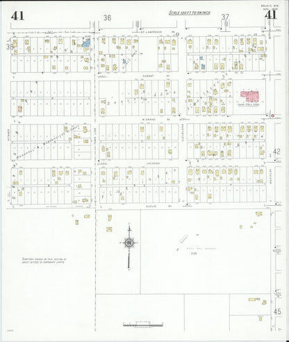 Sanborn Fire Insurance Map from Beloit, Rock County, Wisconsin (1939), Sheet #0041 - Historic Sanborn Fire Insurance Map Print, vintage old map wall art, antique decor, genealogy gift, Wisconsin Wisconsin map