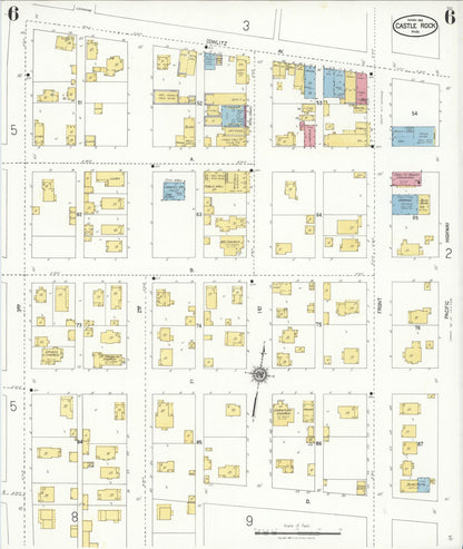 Sanborn Fire Insurance Map from Castle Rock, Cowlitz County, Washington (1928), Sheet #0006 - Complete Map Set gallery image, historic Sanborn map, vintage wall art, Washington Washington