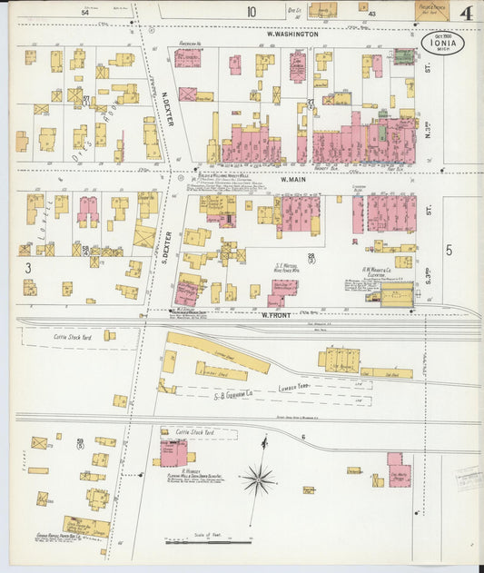 Sanborn Fire Insurance Map from Ionia, Ionia County, Michigan (1900), Sheet #0004 - Historic Sanborn Fire Insurance Map Print, vintage old map wall art, antique decor, genealogy gift, Michigan Michigan map