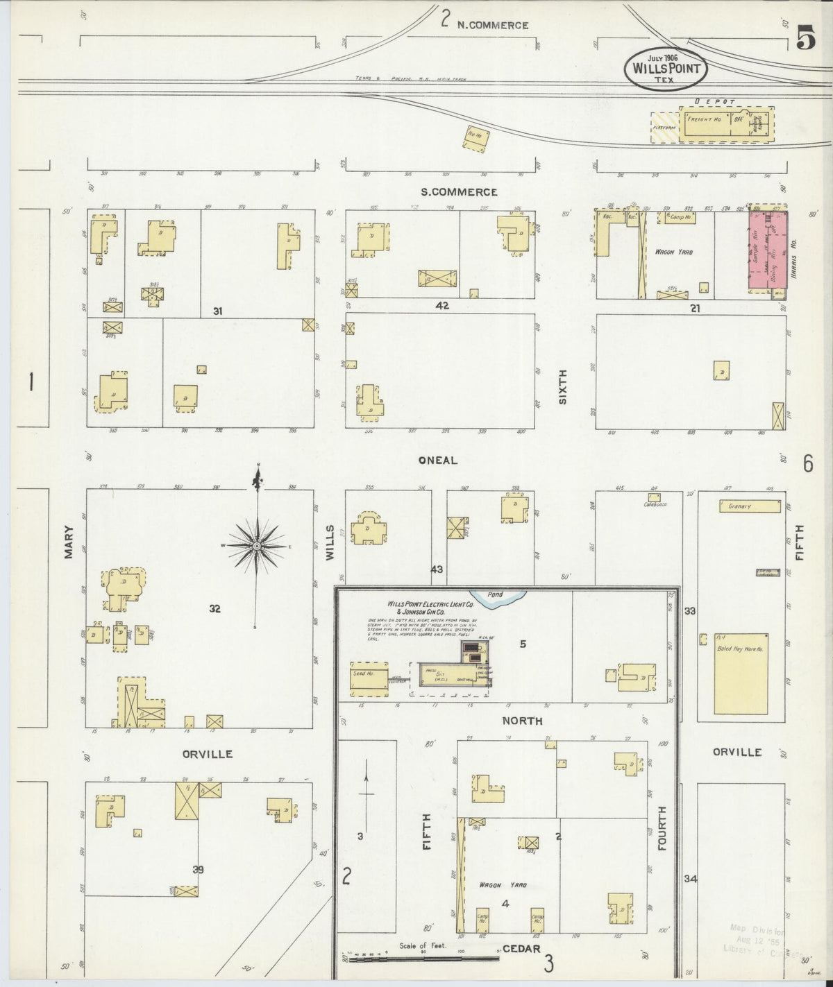 Sanborn Fire Insurance Map from Wills Point, Van Zandt County, Texas (1906), Sheet #0005 - Complete Map Set gallery image, historic Sanborn map, vintage wall art, Texas Texas