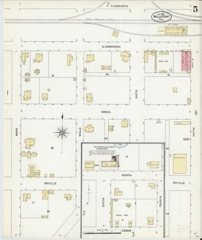 Sanborn Fire Insurance Map from Wills Point, Van Zandt County, Texas (1906), Sheet #0005 - Complete Map Set gallery image, historic Sanborn map, vintage wall art, Texas Texas